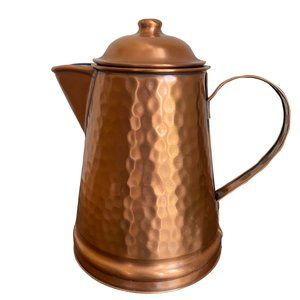 Vintage Gregorian Hammered Copper Lidded Pitcher